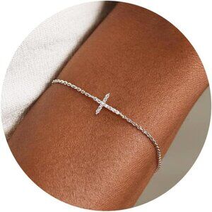 Sterling Silver Gold Plated Cross Bracelet Dainty Gift Religious Jewelry